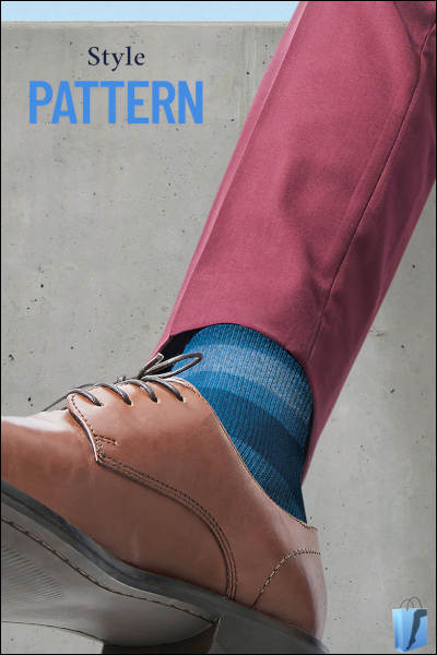 Style Pattern Herren Kompressionsstrumpf in Jeans-Blau mit Linienmuster und rotem Anzug